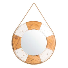 Load image into Gallery viewer, 30&quot;D Coastal Lifebuoy Wood Wall Mirror
