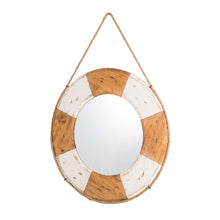 Load image into Gallery viewer, 30&quot;D Coastal Lifebuoy Wood Wall Mirror
