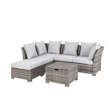 Load image into Gallery viewer, 6-Piece Outdoor Patio Wicker Sectional Conversation Sofa Set with Cushions
