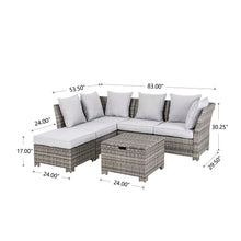 Load image into Gallery viewer, 6-Piece Outdoor Patio Wicker Sectional Conversation Sofa Set with Cushions
