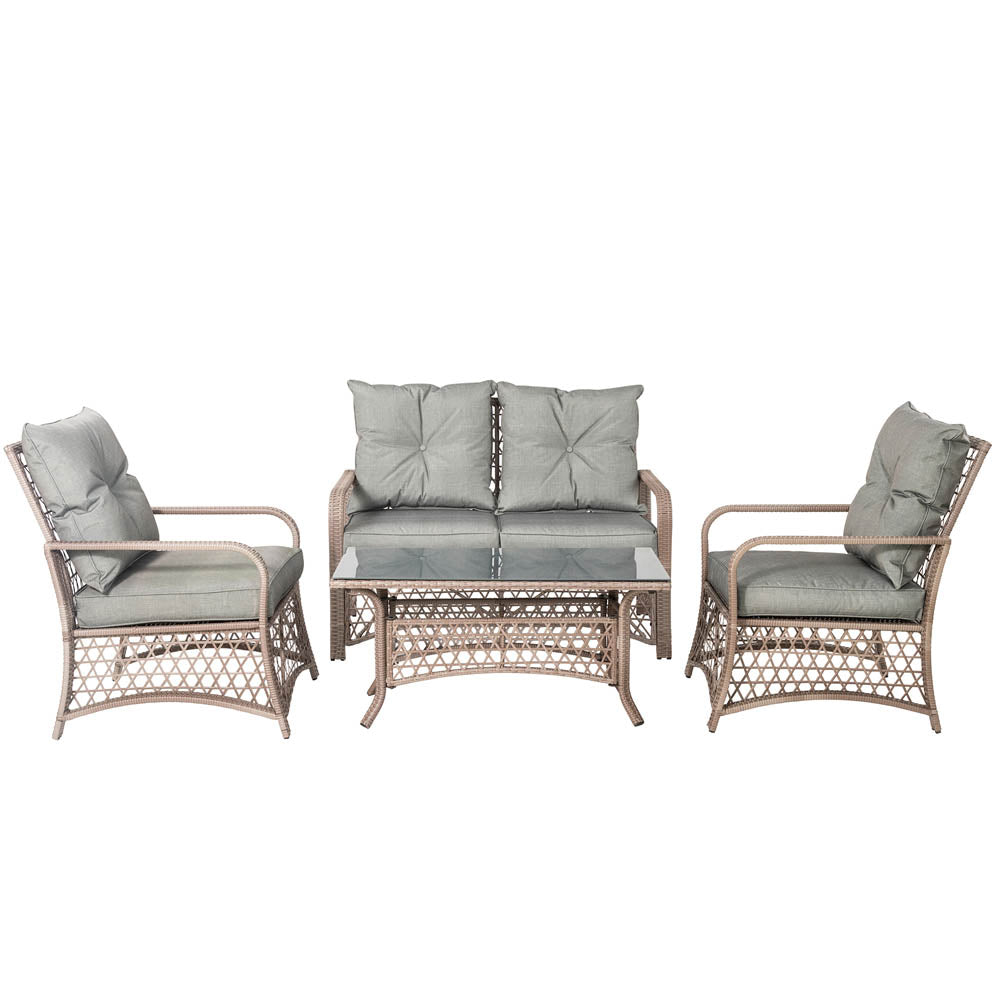 4 Piece Outdoor Patio Wicker Chair and Table Sectional