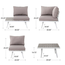 Load image into Gallery viewer, 6 Piece Outdoor Aluminum Conversation Sectional Sofa Set with Cushions
