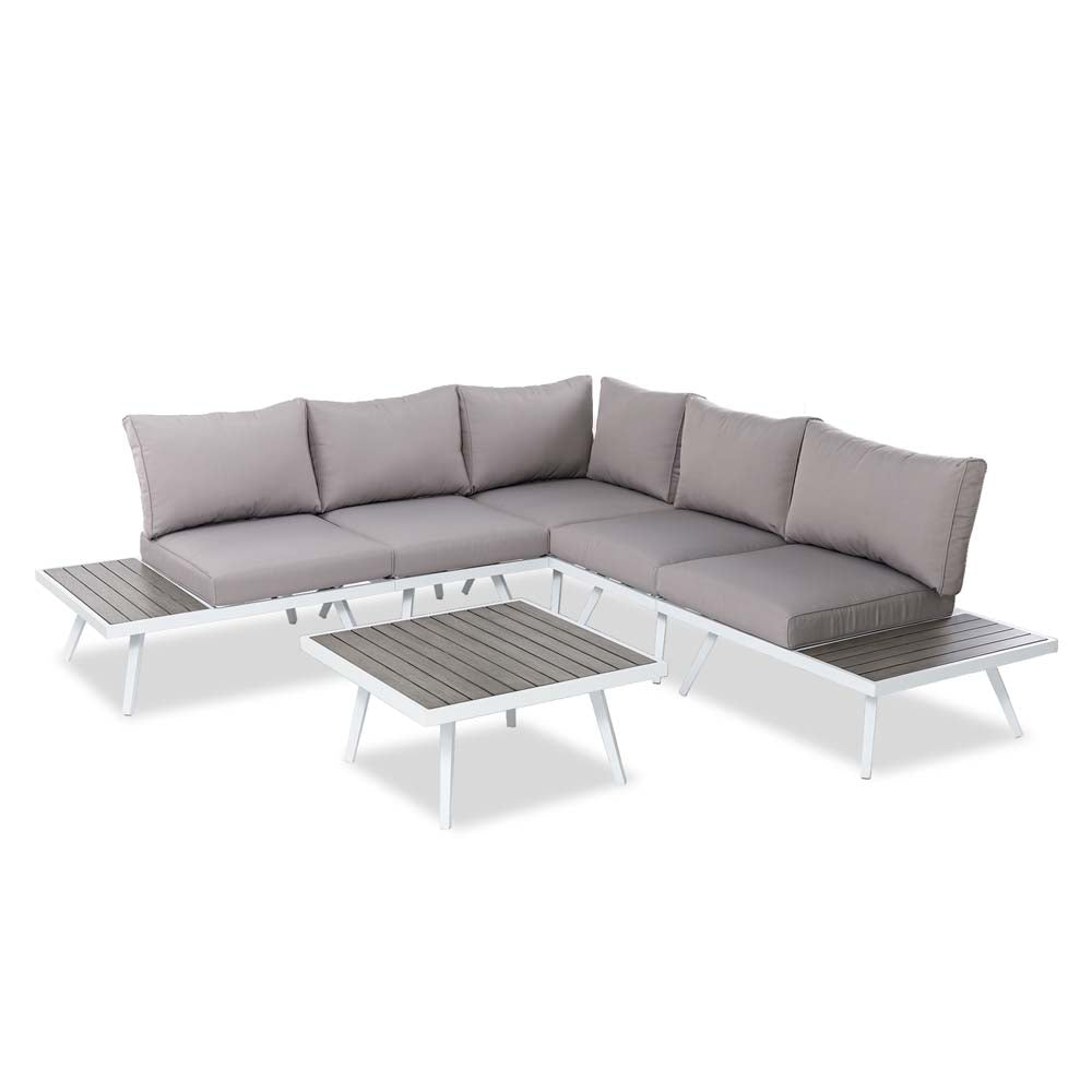 6 Piece Outdoor Aluminum Conversation Sectional Sofa Set with Cushions