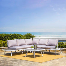 Load image into Gallery viewer, 6 Piece Outdoor Aluminum Conversation Sectional Sofa Set with Cushions
