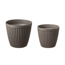 Load image into Gallery viewer, Eco-friendly Large Faux Concrete Round Plastic Fluted Pot Planters, Set of 2
