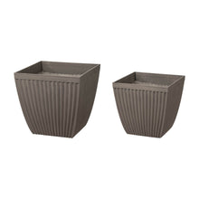 Load image into Gallery viewer, Eco-friendly Large Faux Concrete Square Plastic Fluted Pot Planters, Set of 2
