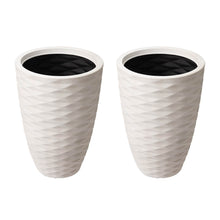 Load image into Gallery viewer, Eco-friendly Large Faux Porcelain Tall Round Polyresin Diamond Planters, Set of 2
