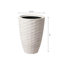 Load image into Gallery viewer, Eco-friendly Large Faux Porcelain Tall Round Polyresin Diamond Planters, Set of 2
