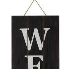 Load image into Gallery viewer, 42&quot;H Wooden Black WELCOME Porch Sign with Metal Planter
