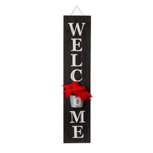 Load image into Gallery viewer, 42&quot;H Wooden Black WELCOME Porch Sign with Metal Planter
