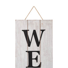 Load image into Gallery viewer, 42&quot;H Wooden White WELCOME Porch Sign with Metal Planter
