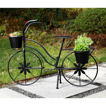 Load image into Gallery viewer, 26&quot;H Hand Painted Black Metal Bicycle Plant Stand
