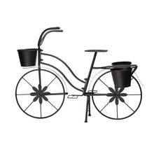 Load image into Gallery viewer, 26&quot;H Hand Painted Black Metal Bicycle Plant Stand
