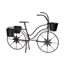 Load image into Gallery viewer, 26&quot;H Hand Painted Black Metal Bicycle Plant Stand
