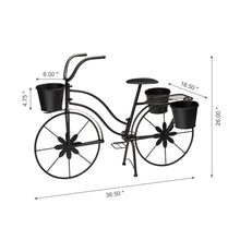 Load image into Gallery viewer, 26&quot;H Hand Painted Black Metal Bicycle Plant Stand
