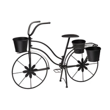 Load image into Gallery viewer, 26&quot;H Hand Painted Black Metal Bicycle Plant Stand
