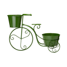 Load image into Gallery viewer, 15&quot;H Hand Painted Green Metal Bicycle Plant Stand
