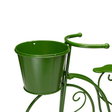 Load image into Gallery viewer, 15&quot;H Hand Painted Green Metal Bicycle Plant Stand
