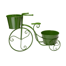 Load image into Gallery viewer, 15&quot;H Hand Painted Green Metal Bicycle Plant Stand
