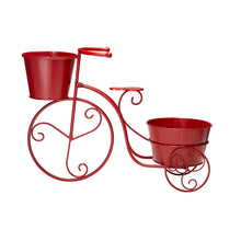 Load image into Gallery viewer, 15&quot;H Hand Painted Red Metal Bicycle Plant Stand
