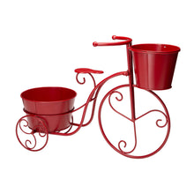 Load image into Gallery viewer, 15&quot;H Hand Painted Red Metal Bicycle Plant Stand
