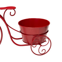 Load image into Gallery viewer, 15&quot;H Hand Painted Red Metal Bicycle Plant Stand
