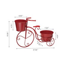 Load image into Gallery viewer, 15&quot;H Hand Painted Red Metal Bicycle Plant Stand
