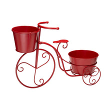 Load image into Gallery viewer, 15&quot;H Hand Painted Red Metal Bicycle Plant Stand
