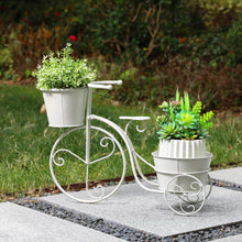 Load image into Gallery viewer, 15&quot;H Hand Painted White Metal Bicycle Plant Stand
