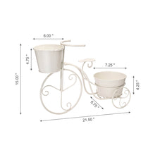 Load image into Gallery viewer, 15&quot;H Hand Painted White Metal Bicycle Plant Stand
