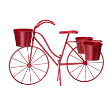 Load image into Gallery viewer, 19&quot;H Hand Painted Red Metal Bicycle Plant Stand
