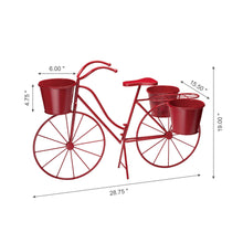 Load image into Gallery viewer, 19&quot;H Hand Painted Red Metal Bicycle Plant Stand
