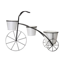 Load image into Gallery viewer, 20.5&quot;H White &amp; Black Metal Enamel Bicycle Planter Stand
