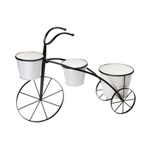 Load image into Gallery viewer, 20.5&quot;H White &amp; Black Metal Enamel Bicycle Planter Stand
