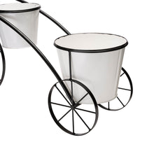 Load image into Gallery viewer, 20.5&quot;H White &amp; Black Metal Enamel Bicycle Planter Stand
