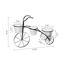 Load image into Gallery viewer, 20.5&quot;H White &amp; Black Metal Enamel Bicycle Planter Stand
