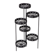 Load image into Gallery viewer, 32&quot;H Foldable 6-Tiered Round Black Metal Plant Stand
