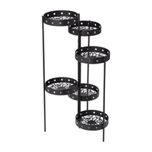 Load image into Gallery viewer, 32&quot;H Foldable 6-Tiered Round Black Metal Plant Stand
