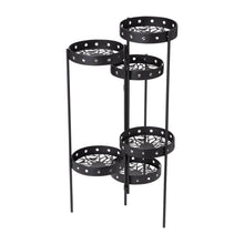 Load image into Gallery viewer, 32&quot;H Foldable 6-Tiered Round Black Metal Plant Stand
