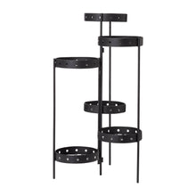 Load image into Gallery viewer, 32&quot;H Foldable 6-Tiered Round Black Metal Plant Stand
