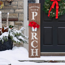 Load image into Gallery viewer, 42&quot;H &quot;WELCOME TO OUR PORCH&quot; Wooden Porch Sign with Metal Planter
