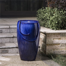 Load image into Gallery viewer, 20.5&quot;H Cobalt Blue Ceramic Pot Fountain with Pump and LED Light
