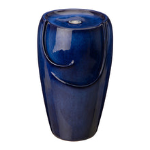 Load image into Gallery viewer, 20.5&quot;H Cobalt Blue Ceramic Pot Fountain with Pump and LED Light
