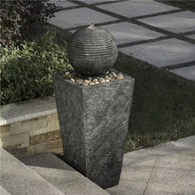 Load image into Gallery viewer, 31.69&quot;H Polyresin Rippling Floating Sphere Pedestal Outdoor Fountain With Pump &amp; LED Light
