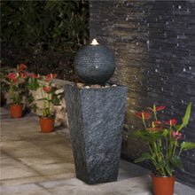 Load image into Gallery viewer, 31.69&quot;H Polyresin Rippling Floating Sphere Pedestal Outdoor Fountain With Pump &amp; LED Light
