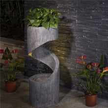 Load image into Gallery viewer, 31.30&quot;H Polyresin Curving Shaped Outdoor Fountain With Pump &amp; LED Light
