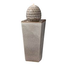 Load image into Gallery viewer, 35.75&quot;H Oversized Sand Beige Artichoke Pedestal Ceramic Fountain with Pump and LED Light
