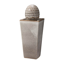 Load image into Gallery viewer, 35.75&quot;H Oversized Sand Beige Artichoke Pedestal Ceramic Fountain with Pump and LED Light
