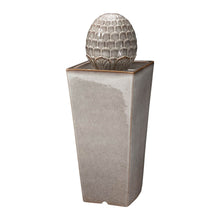 Load image into Gallery viewer, 35.75&quot;H Oversized Sand Beige Artichoke Pedestal Ceramic Fountain with Pump and LED Light
