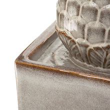 Load image into Gallery viewer, 35.75&quot;H Oversized Sand Beige Artichoke Pedestal Ceramic Fountain with Pump and LED Light
